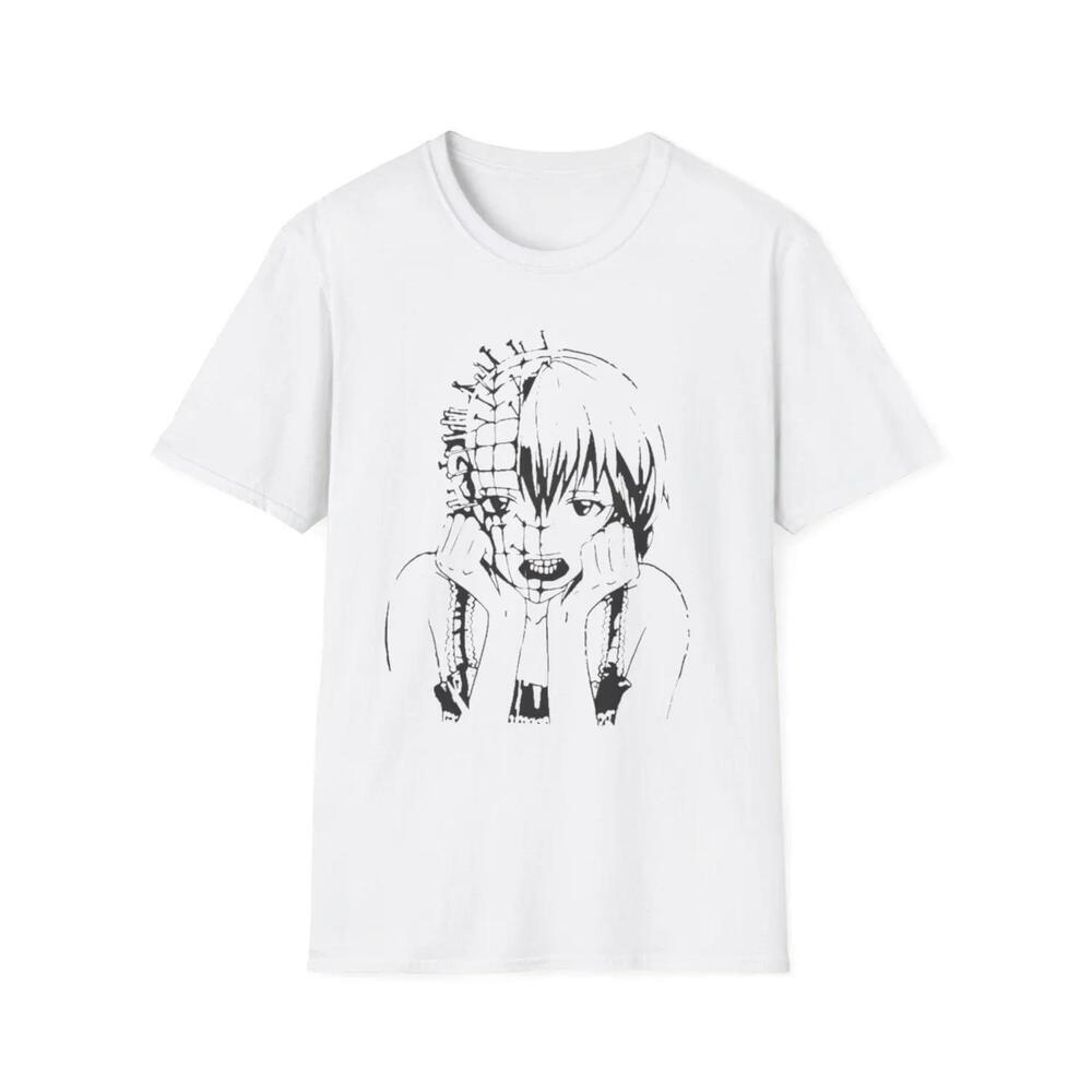 Pinhead Rei Half Skull Anime Girl T-Shirt Gothic Manga Illustration